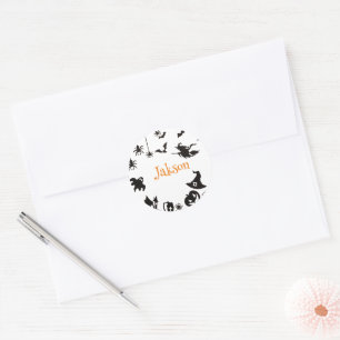 Cute Halloween Namn Runt Klistermärke
