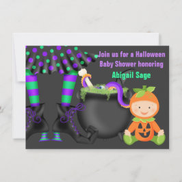 Cute Halloween Neutralt Pumpkin Baby Shower Inbjudningar