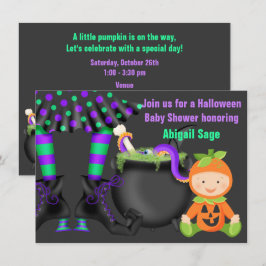 Cute Halloween Neutralt Pumpkin Baby Shower Inbjudningar