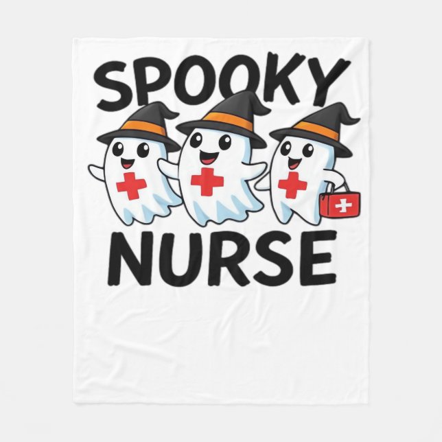 Cute Halloween Nurse Spöken Tecknad Classic T-Shir Fleecefilt (Framsidan)