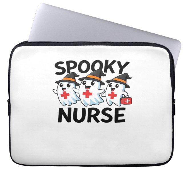 Cute Halloween Nurse Spöken Tecknad Classic T-Shir Laptop Fodral (Framsidan)