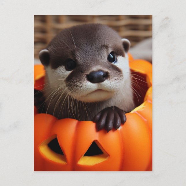 Cute Halloween Otter Vykort (Framsida)