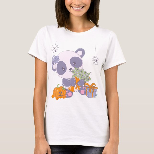 Cute Halloween Panda Bouquet från Ögon Halloween M T Shirt (Framsida)