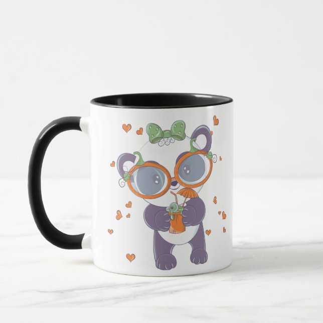 Cute Halloween Panda Eyeball Hearts Halloween Mugg (Vänster)