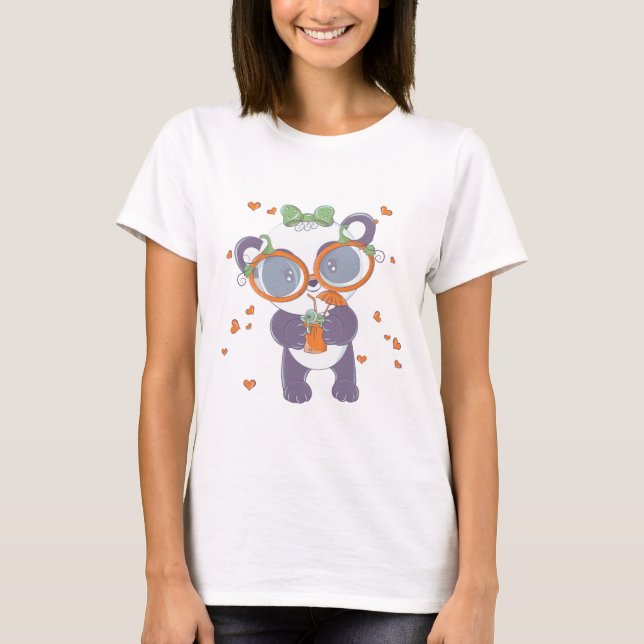 Cute Halloween Panda Eyeball Hearts Halloween Mugg T Shirt (Framsida)