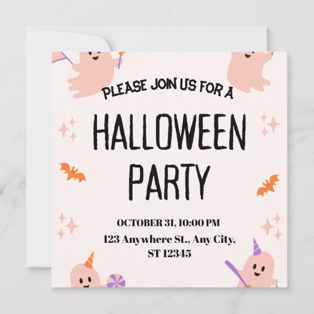 Cute Halloween Party Invitation Inbjudningar (Framsida)