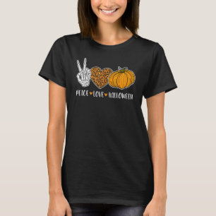 Cute Halloween Peace Kärlek och Gnome Fall Girls K T Shirt