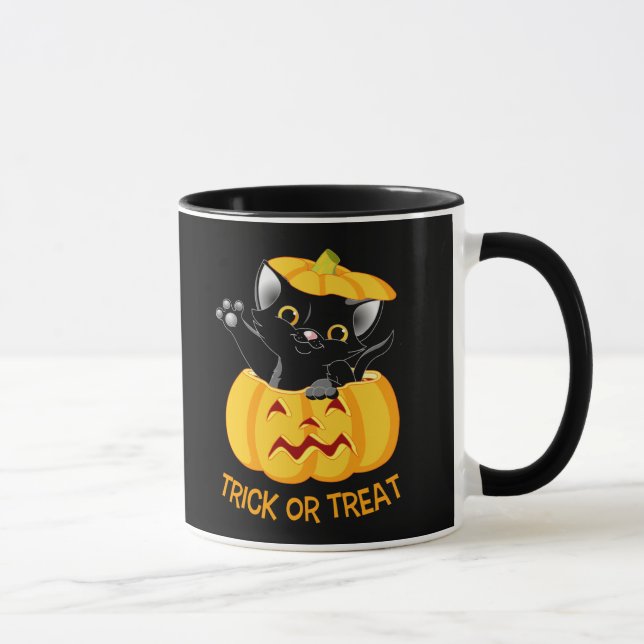 Cute Halloween Personlig mugg svart katt (Höger)