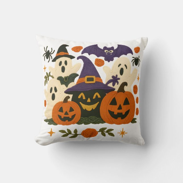 Cute Halloween Pillow - Adworthy Spöken, Pumpkins Kudde (Framsida)