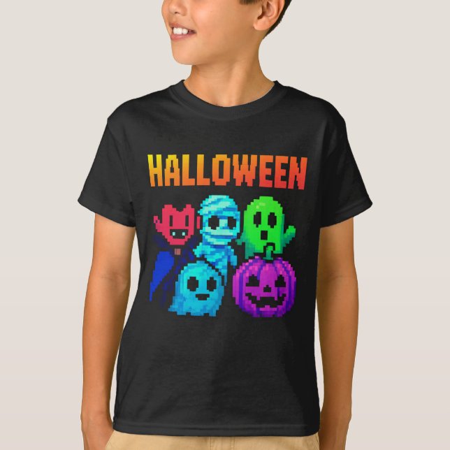 Cute halloween Pixel Clothes unisex manlig hona T Shirt (Framsida)