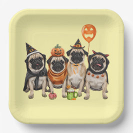 Cute Halloween Pug Paper Plate – Funny Spooky Dog
