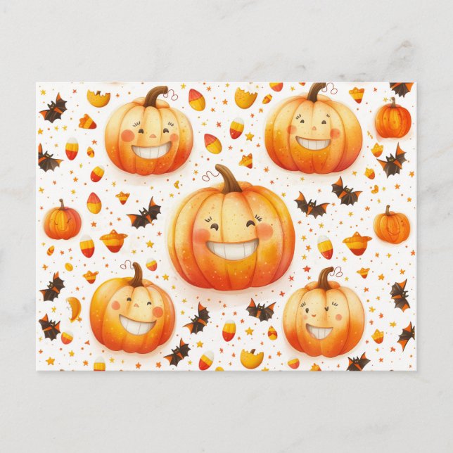 Cute Halloween-pumpdockans illustration Vykort (Framsida)