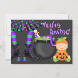 Cute Halloween Pumpkin Baby 1:a födelsedagen Inbju Inbjudningar