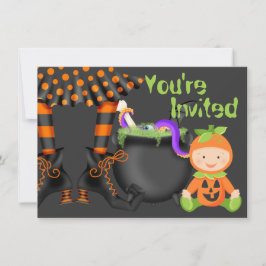 Cute Halloween Pumpkin Baby 1:a födelsedagen Inbjudningar