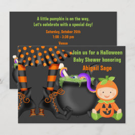 Cute Halloween Pumpkin Baby Shower Neutralt Inbjudningar