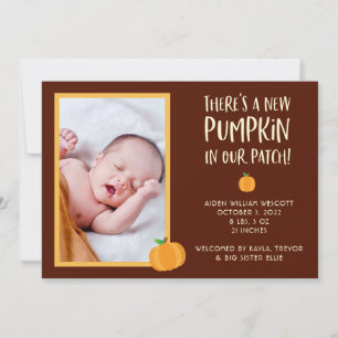 Cute Halloween Pumpkin Birth Notice Inbjudningar