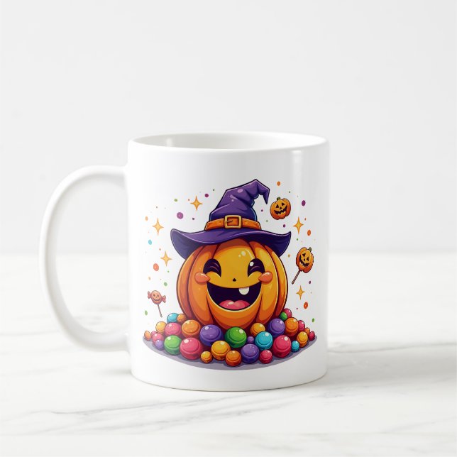 Cute halloween pumpkin candy mug   kaffemugg (Vänster)