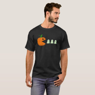 Cute Halloween Pumpkin Eats Spöken Funny Gamer T Shirt