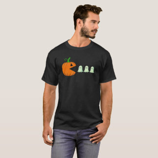 Cute Halloween Pumpkin Eats Spöken Funny Gamer T Shirt