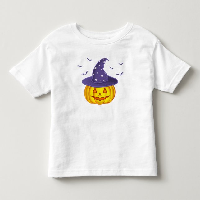 Cute Halloween Pumpkin & Fladdermöss White T Shirt (Framsida)
