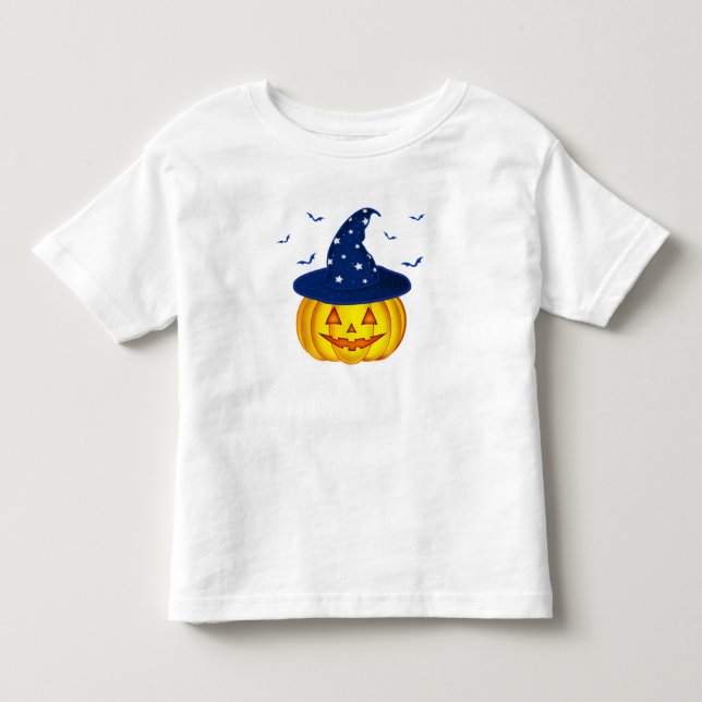 Cute Halloween Pumpkin & Fladdermöss White T Shirt (Framsida)
