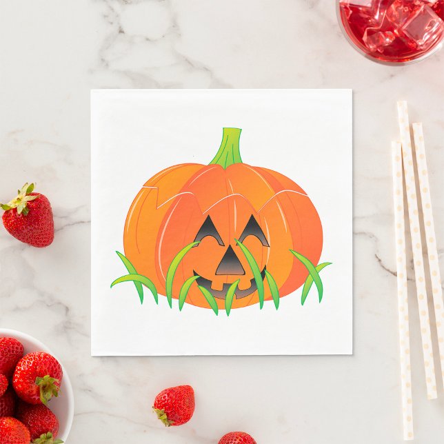 Cute Halloween Pumpkin Jack-O-Lantern Pappersservett (Skapare uppladdad)