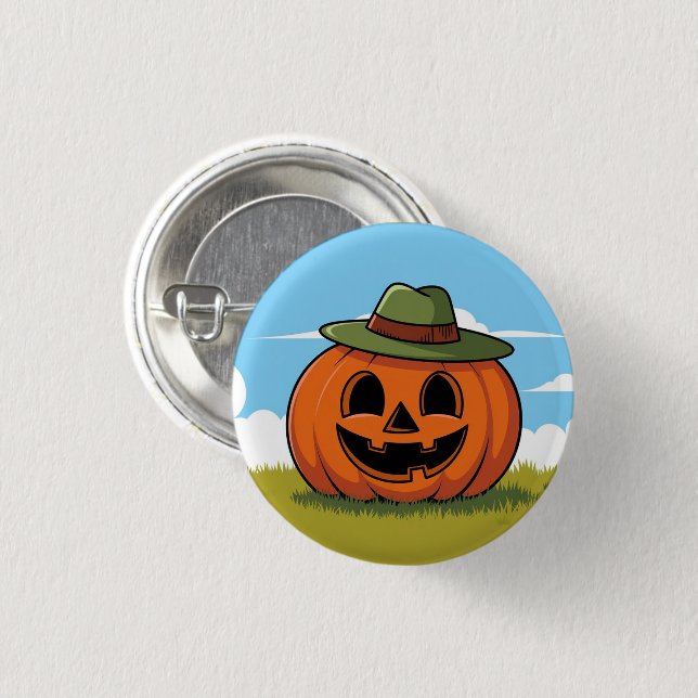 Cute halloween pumpkin jack o'lantern knapp (Framsida & baksida)