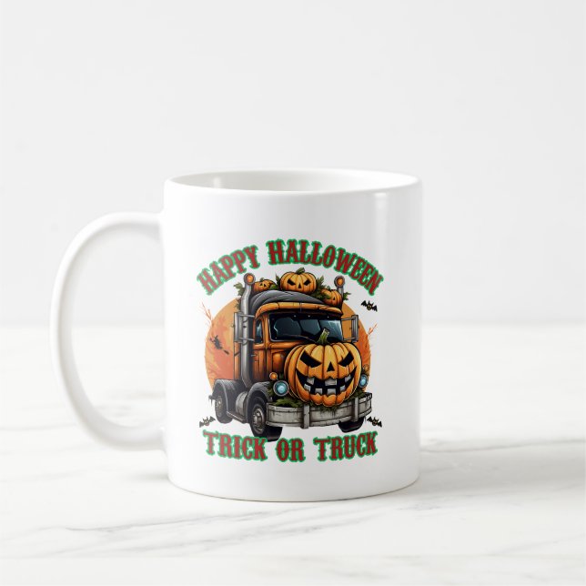 Cute Halloween Pumpkin Lastbil Kids Spooky Festive Kaffemugg (Vänster)