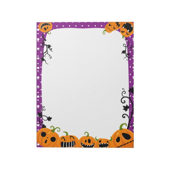 Cute Halloween Pumpkin Lila Polka Dot Anteckningsblock (Roterad)
