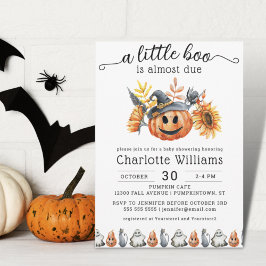 Cute Halloween Pumpkin Little Boo Baby Shower Inbjudningar