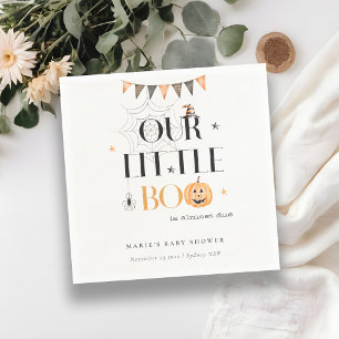 Cute Halloween Pumpkin Little Boo Baby Shower Pappersservett