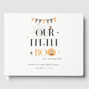 Cute Halloween Pumpkin Little Boo Barns födelsedag Gästböcker