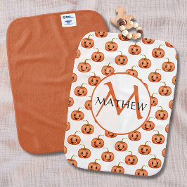 Cute Halloween Pumpkin Mönster Monogram-Anpassning Bebistrasa