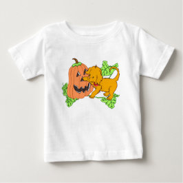 Cute Halloween Pumpkin och Puppy Tee Shirt