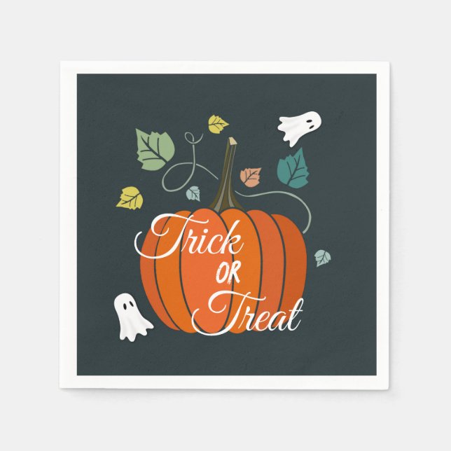 Cute Halloween Pumpkin och Spöken Bus eller godis Pappersservett (Framsidan)