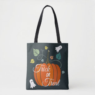 Cute Halloween Pumpkin och Spöken Bus eller godis Tygkasse