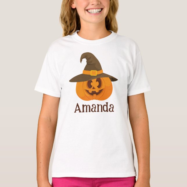 Cute Halloween Pumpkin Orange Jack o lantern Rolig T Shirt (Framsida)