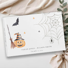 Cute Halloween Pumpkin Spindelnät Spooky Bröllop Gästböcker