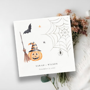 Cute Halloween Pumpkin Spindelnät Spooky Bröllop Pappersservett