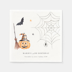 Cute Halloween Pumpkin-Spindelnät vid någon ålder Pappersservett