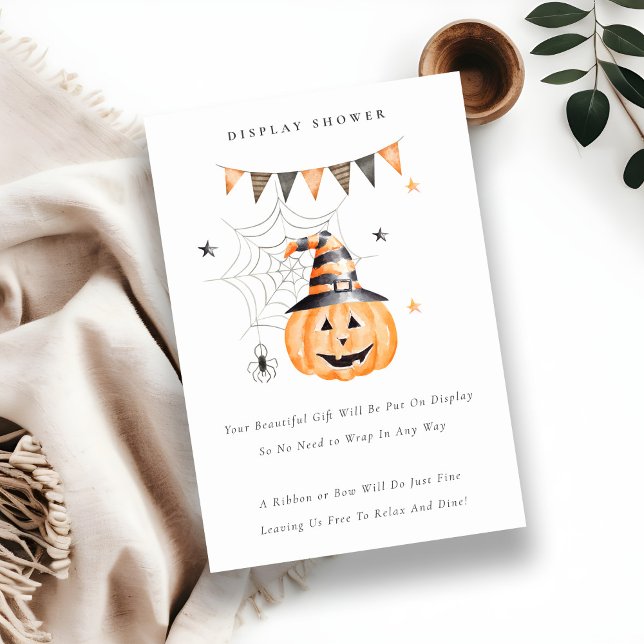 Cute Halloween Pumpkin Spooky Visning Baby Shower Tilläggskort (Skapare uppladdad)
