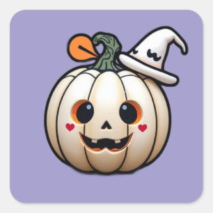 Cute Halloween Pumpkin Sticker - Kawaii Stil Fyrkantigt Klistermärke