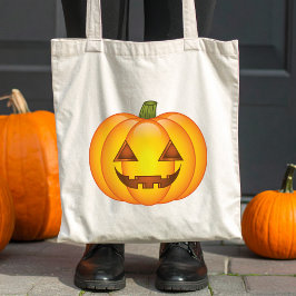 Cute Halloween Pumpkin Tecknad Illustration Tygkasse