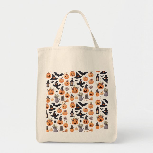 Cute Halloween Pumpkin Tote - Spooky Fall Vibes Tygkasse (Framsidan)