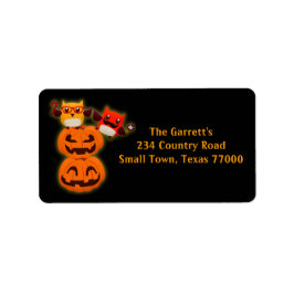 Cute Halloween Pumpkin Uggla Personlig Adress Adressetikett