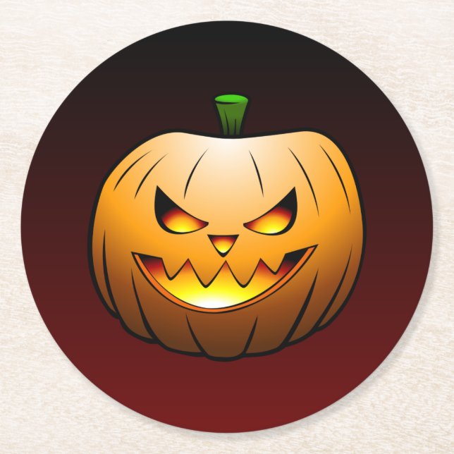Cute Halloween Pumpkin Underlägg Papper Rund (Framsidan)