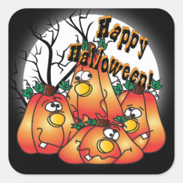 Cute Halloween Pumpkins Fyrkantigt Klistermärke