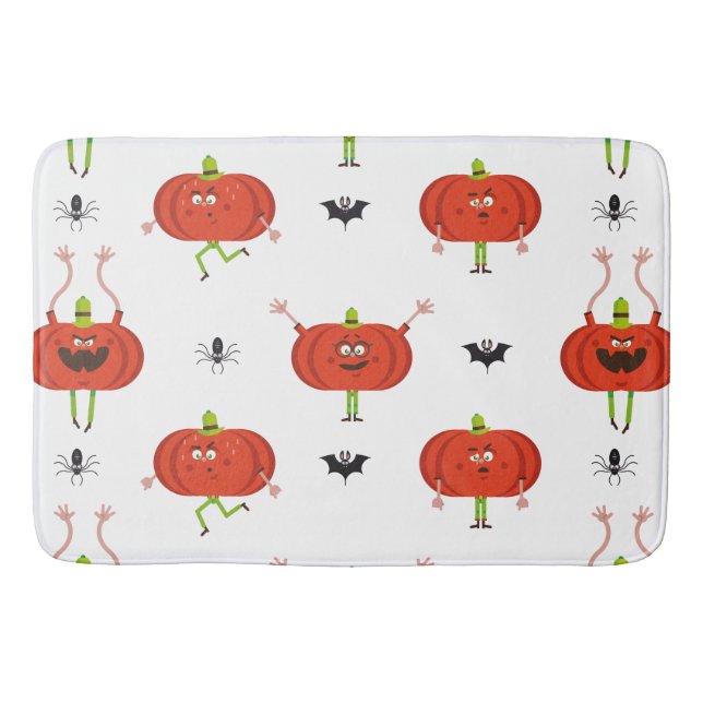 Cute halloween pumpor, spinder och fladdermus möns badrumsmatta (Framsidan)