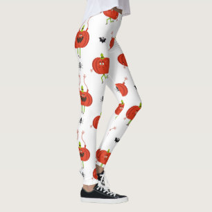 Cute halloween pumpor, spinder och fladdermus möns leggings