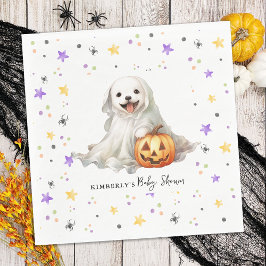 Cute Halloween Puppy Little Boo Baby Shower Pappersservett